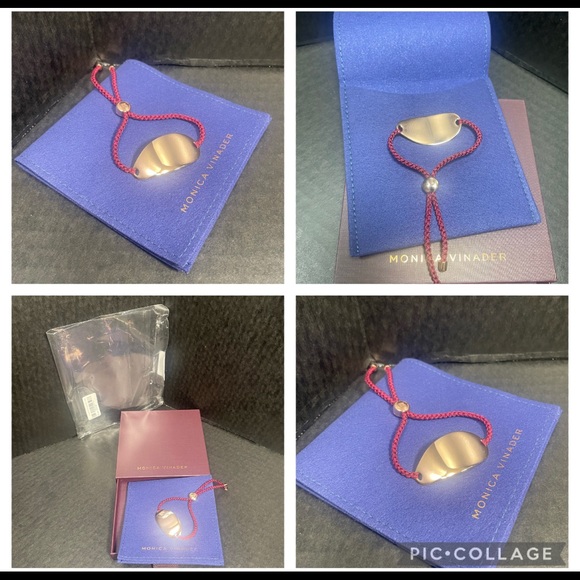 BNIB MONICA VINADER FRIENDSHIP BRACELET ROSE GOLD PLATED FINISH RUBY STRAP FIRM$ - Picture 6 of 9